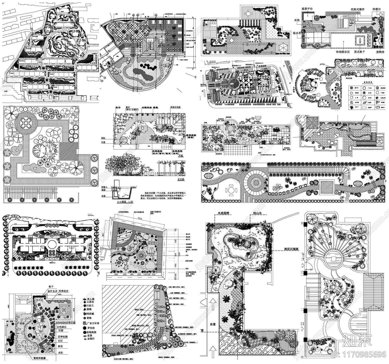 现代庭院施工图下载【ID:1170985696】