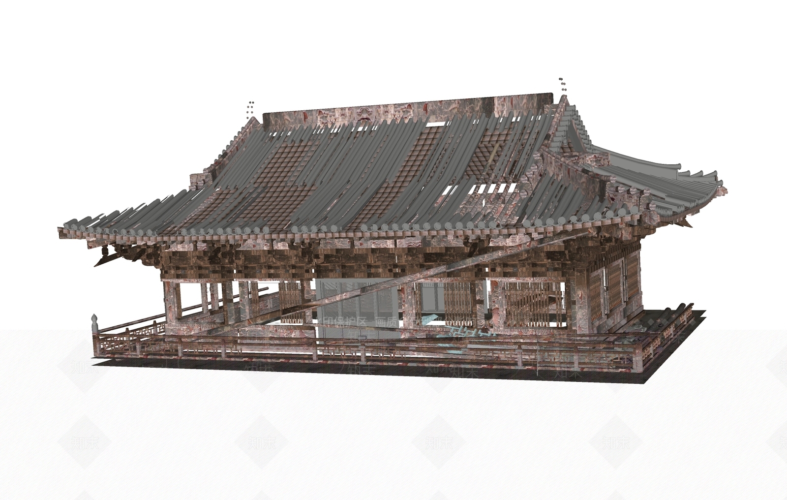 新中式中式古建筑SU模型下载【ID:1170989851】