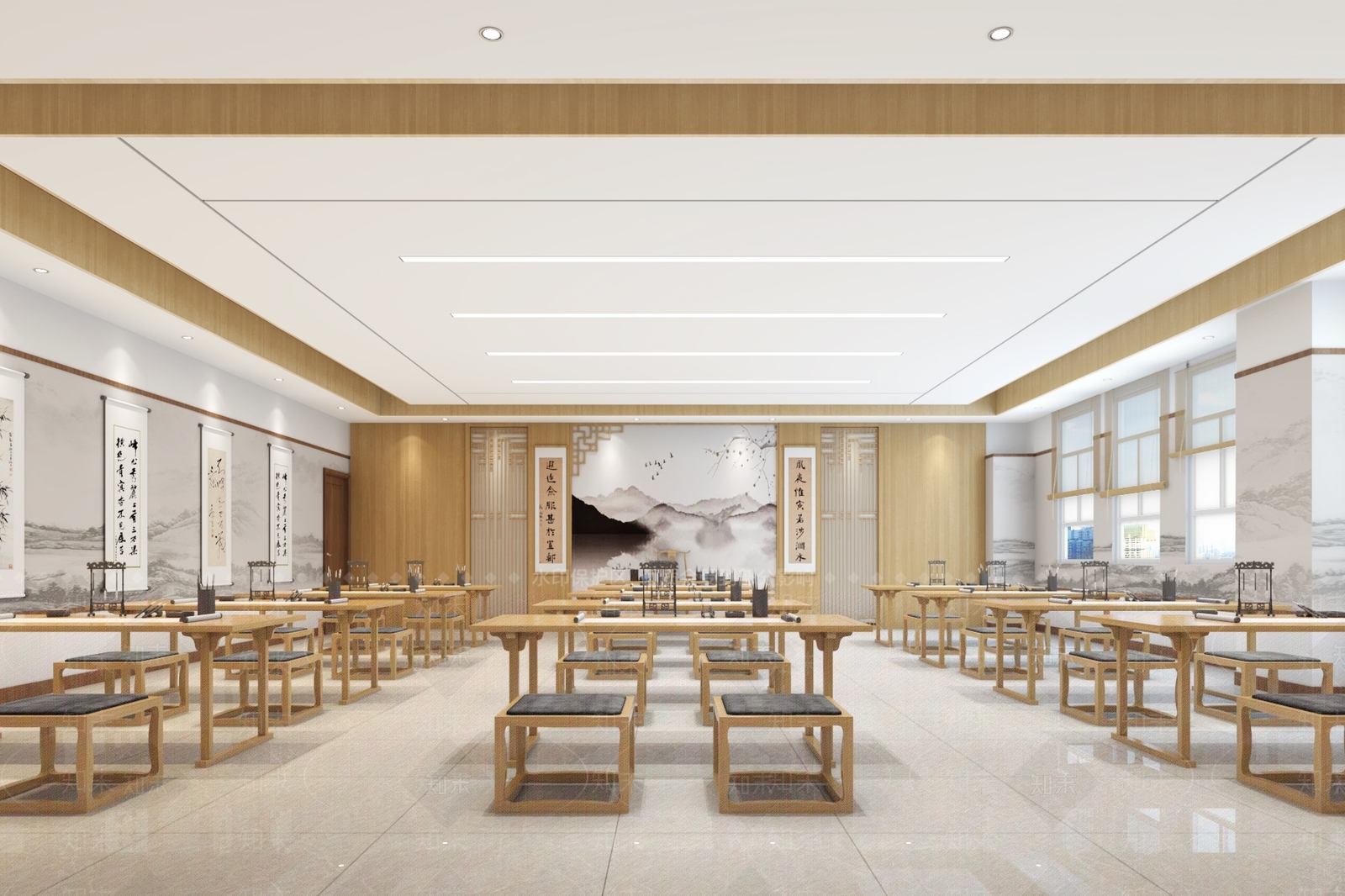 新中式教室3D模型下载【ID:1214739376】