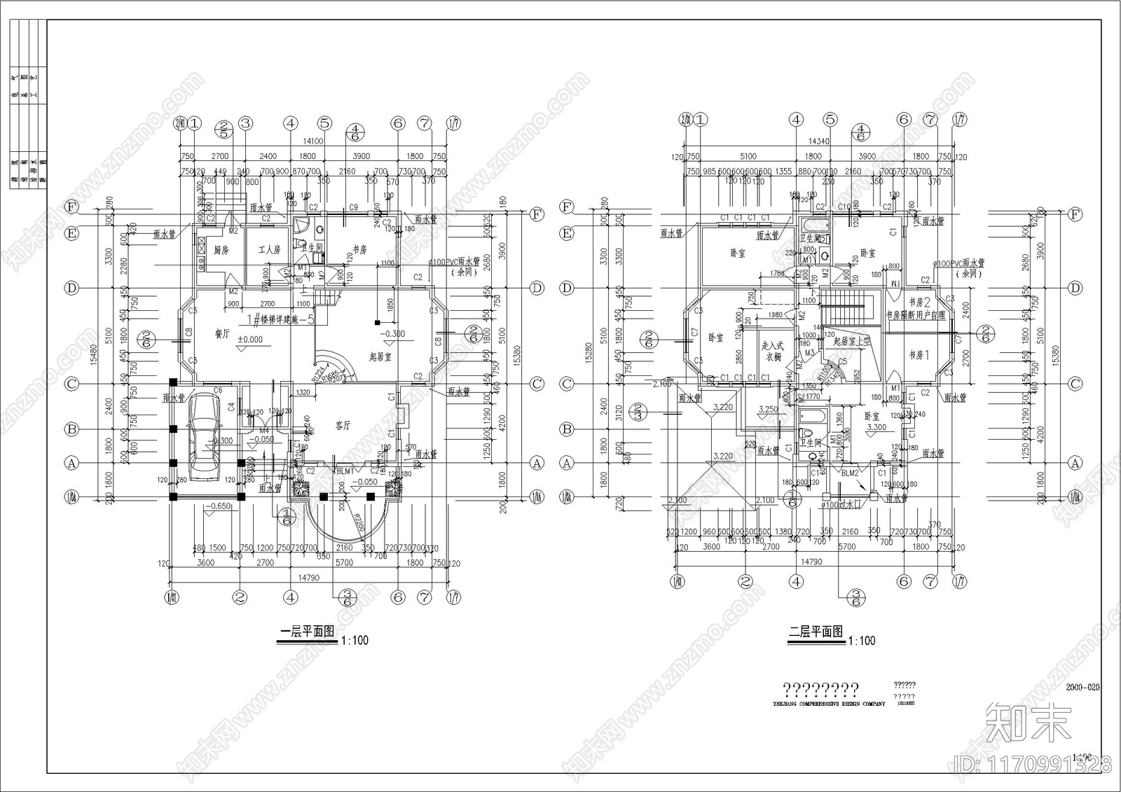 现代简欧别墅建筑cad施工图下载【ID:1170991328】