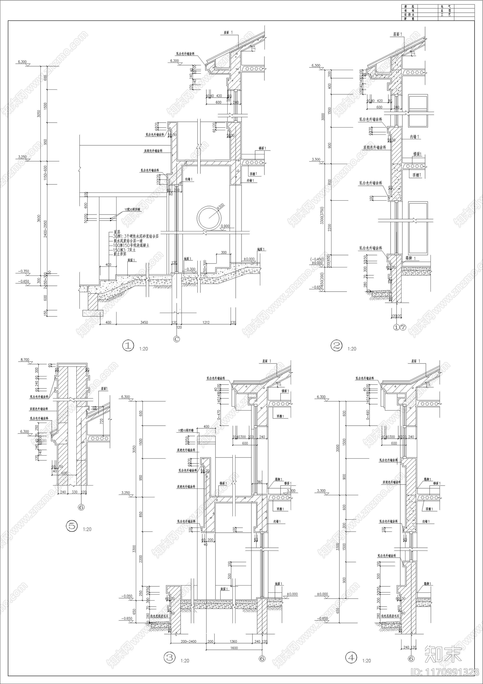 现代简欧别墅建筑cad施工图下载【ID:1170991328】