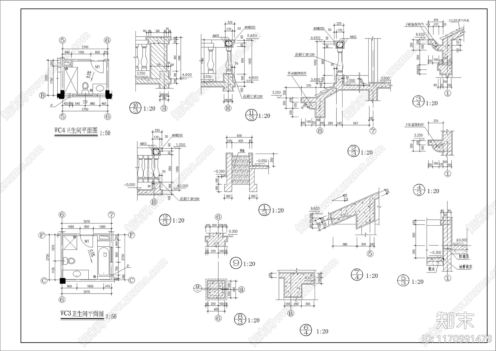 现代别墅建筑cad施工图下载【ID:1170991479】