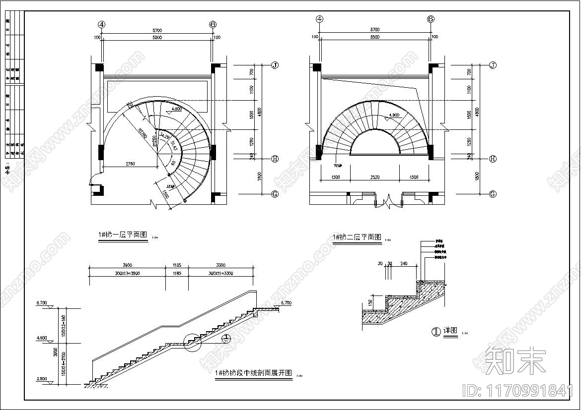 现代别墅建筑cad施工图下载【ID:1170991841】