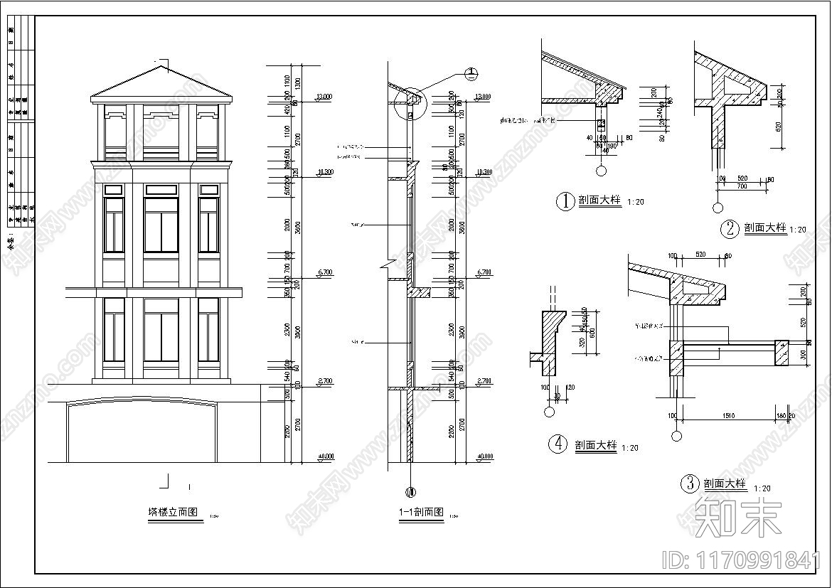 现代别墅建筑cad施工图下载【ID:1170991841】