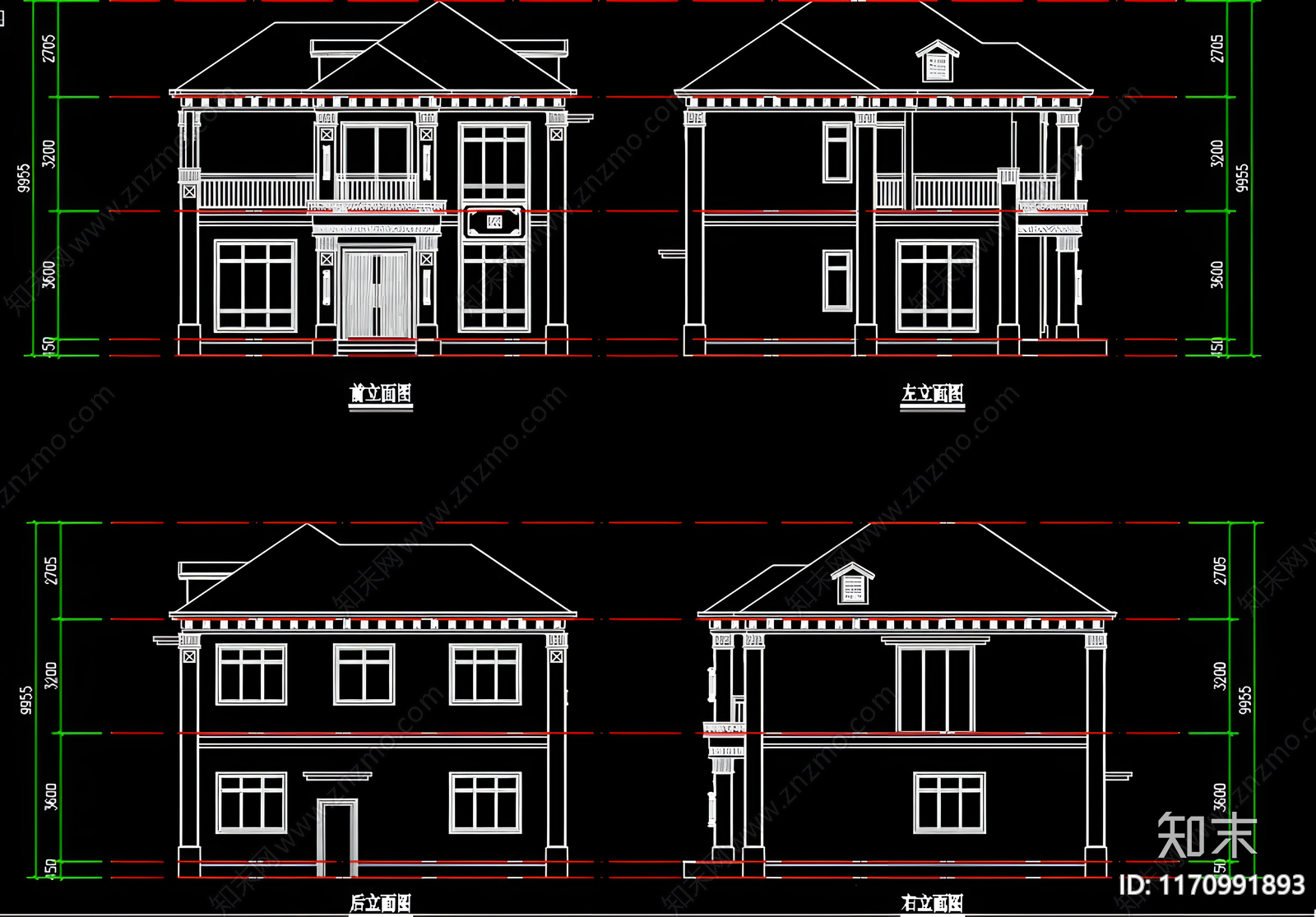 新中式别墅建筑cad施工图下载【ID:1170991893】