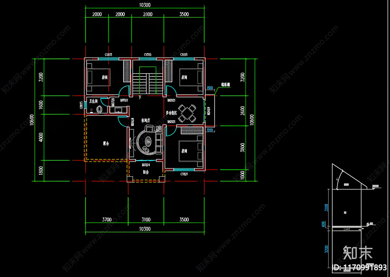 新中式别墅建筑cad施工图下载【ID:1170991893】