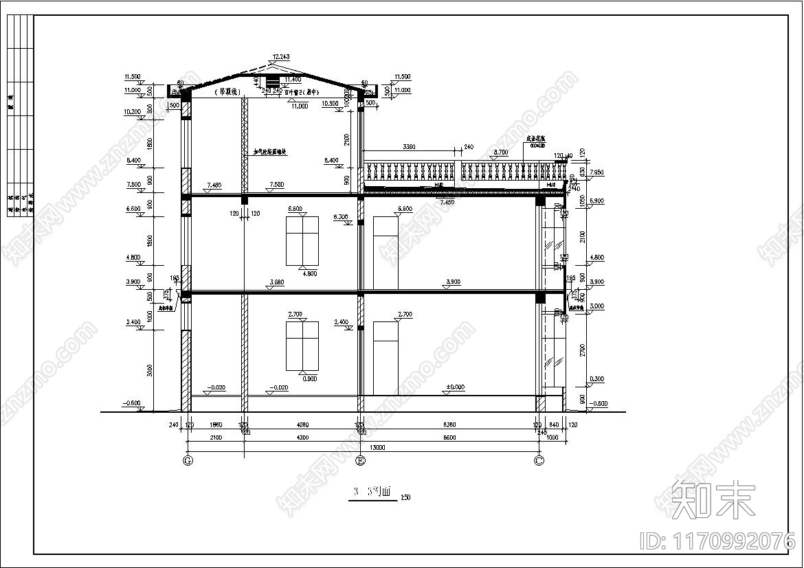 简欧别墅建筑cad施工图下载【ID:1170992076】