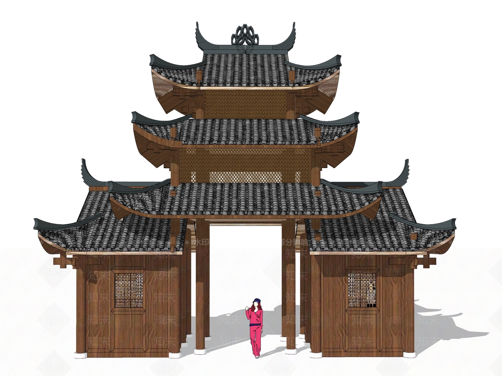 中式新中式牌坊牌楼SU模型下载【ID:1170995460】