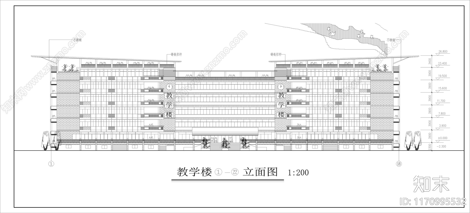 现代学校建筑cad施工图下载【ID:1170995532】