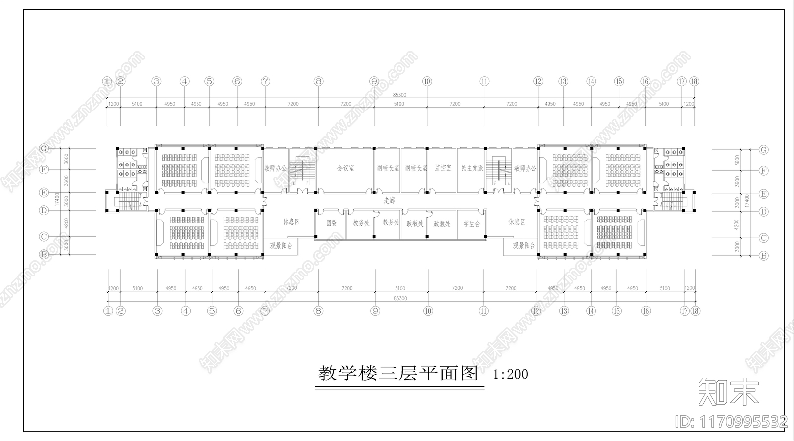 现代学校建筑cad施工图下载【ID:1170995532】