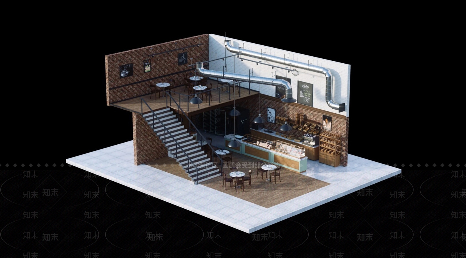 复古甜品面包店3D模型下载【ID:1170995619】
