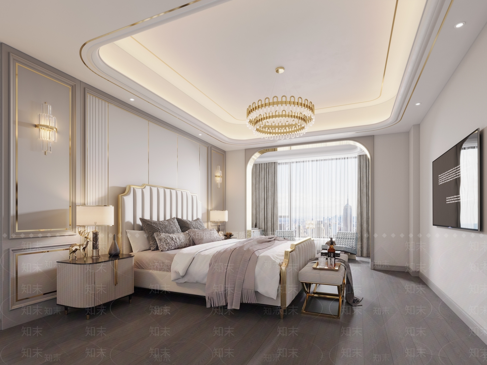 轻奢风双人床双人床3D模型下载【ID:1227580435】