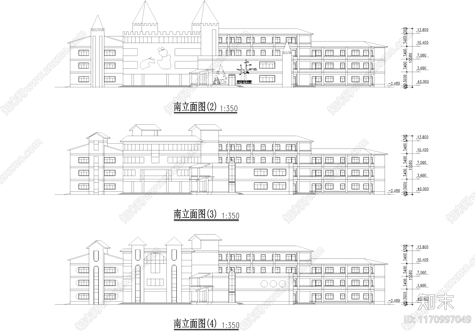 欧式幼儿园建筑施工图下载【ID:1170997049】