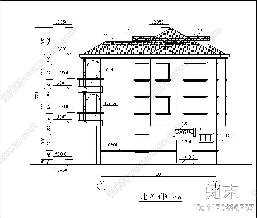 现代简欧别墅建筑cad施工图下载【ID:1170998757】