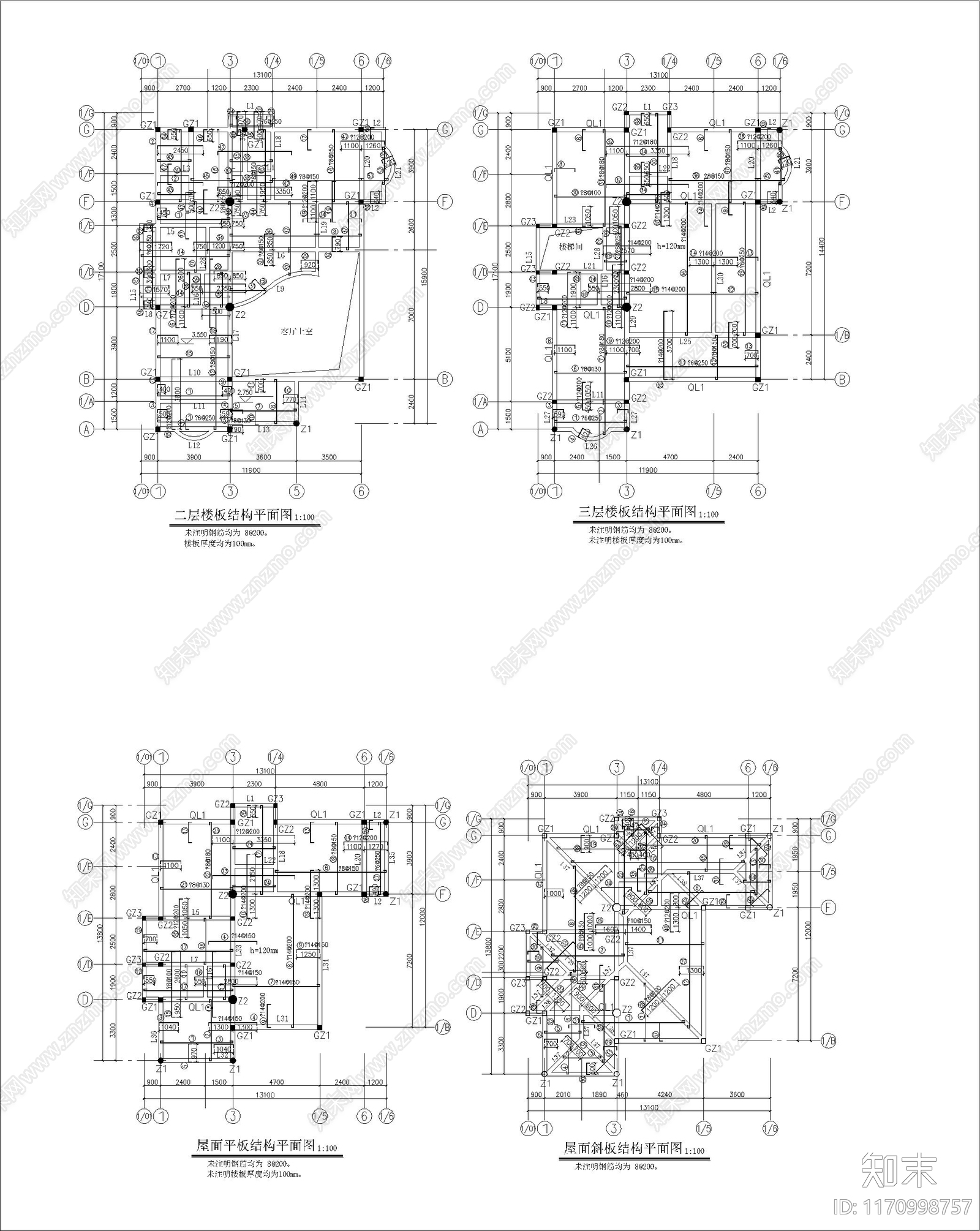 现代简欧别墅建筑cad施工图下载【ID:1170998757】