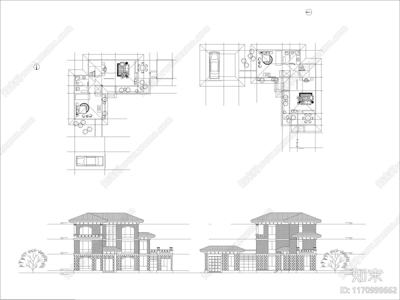 美式别墅建筑cad施工图下载【ID:1170999662】