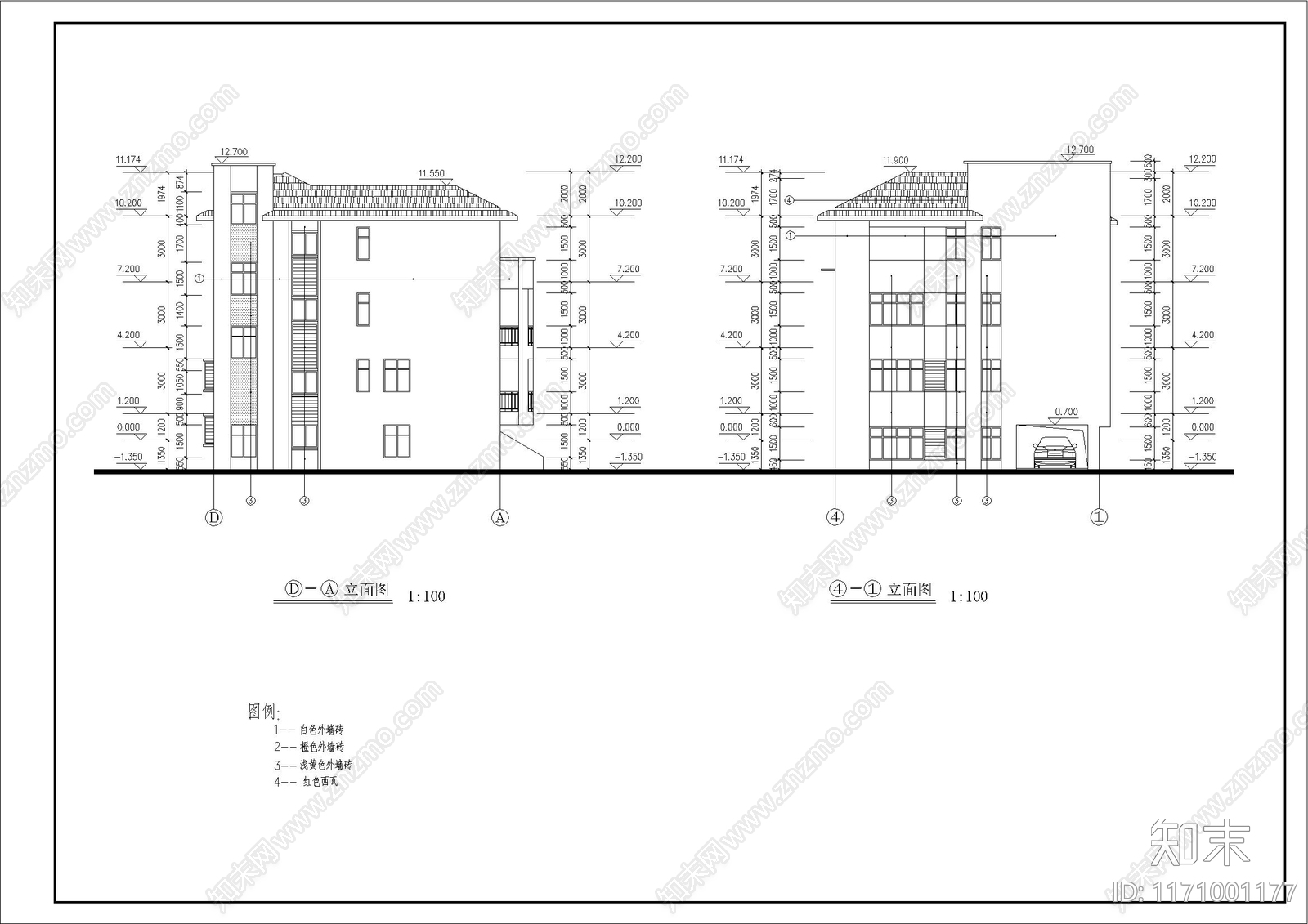 现代别墅建筑cad施工图下载【ID:1171001177】