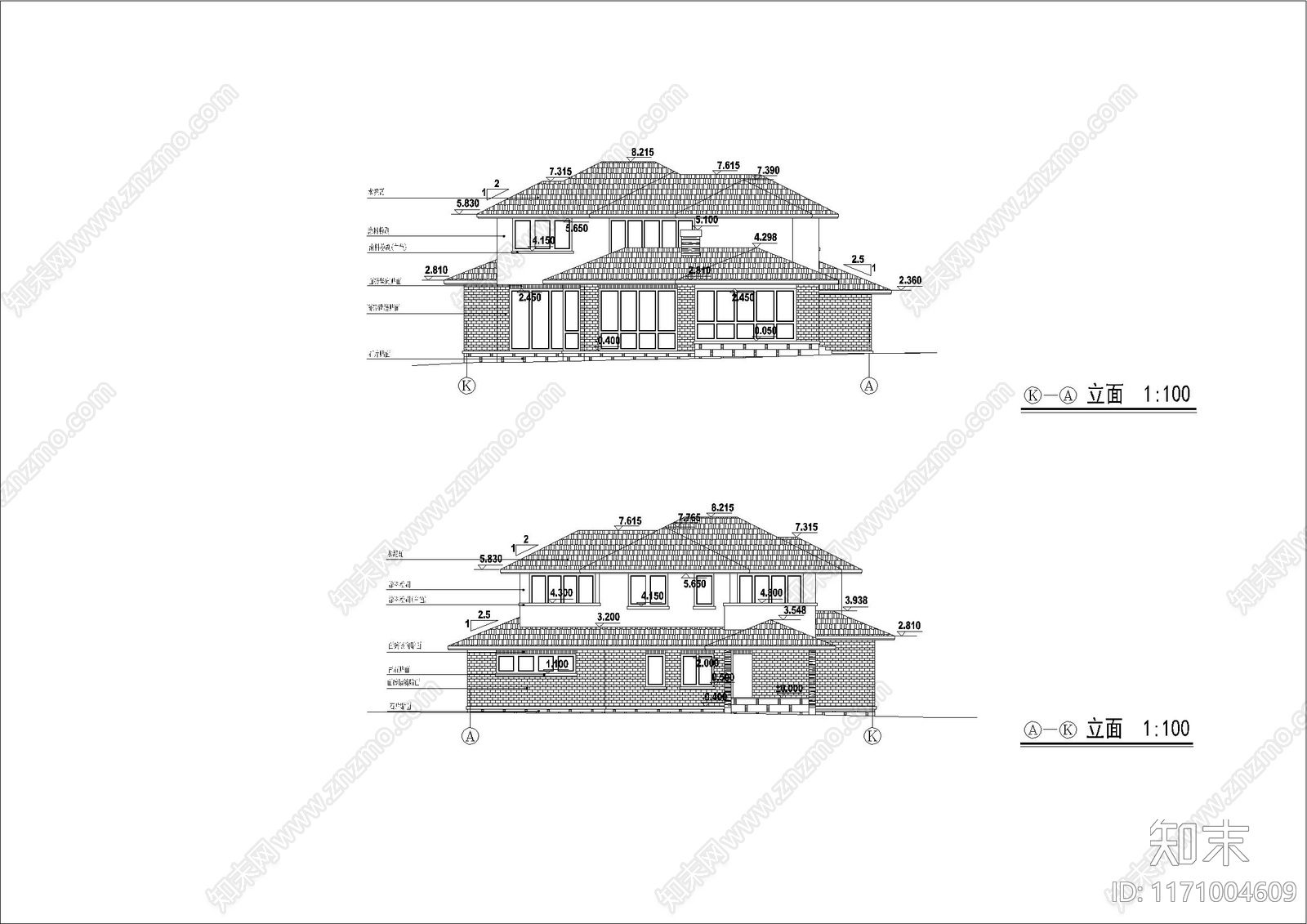 现代美式别墅建筑cad施工图下载【ID:1171004609】