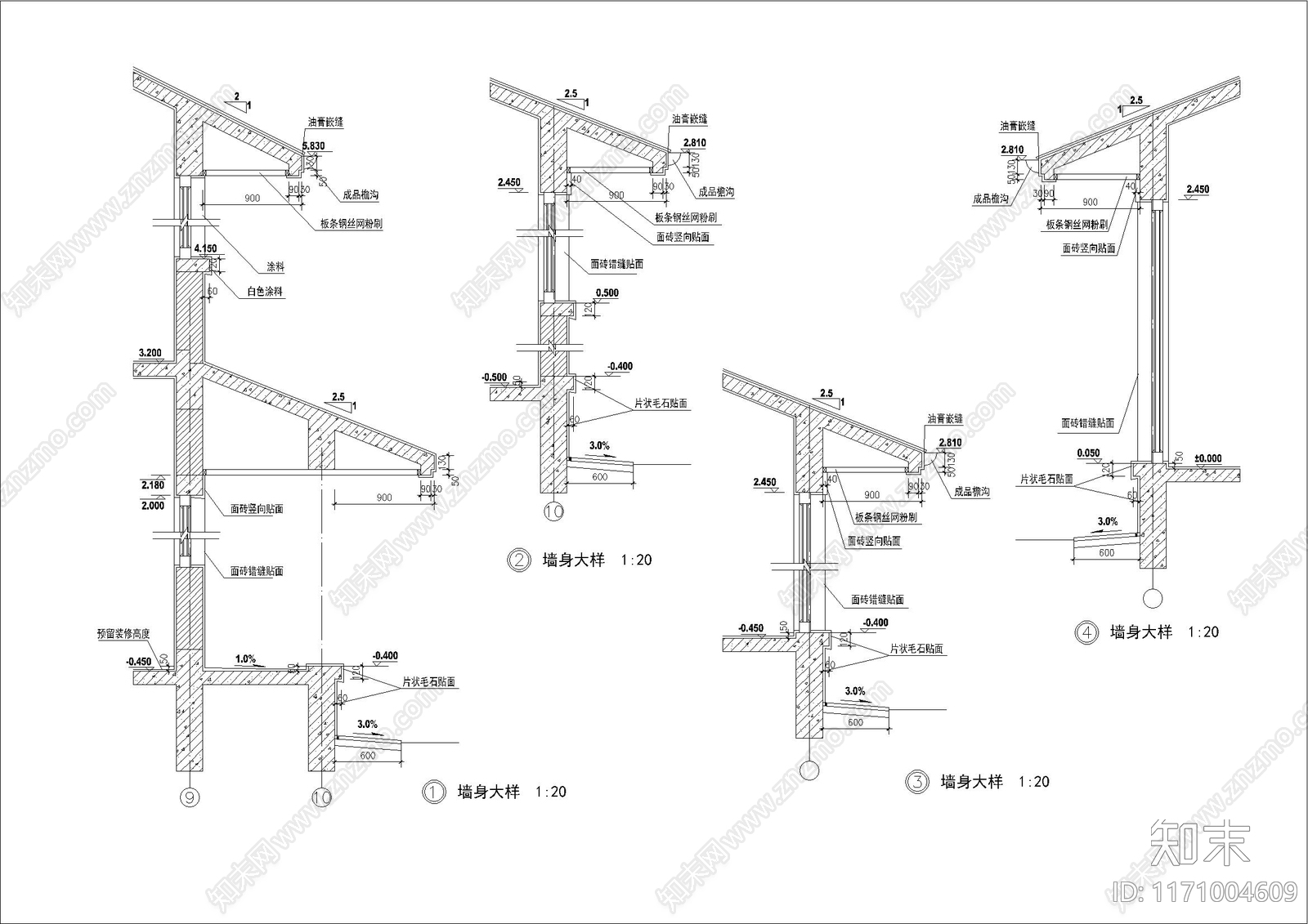 现代美式别墅建筑cad施工图下载【ID:1171004609】