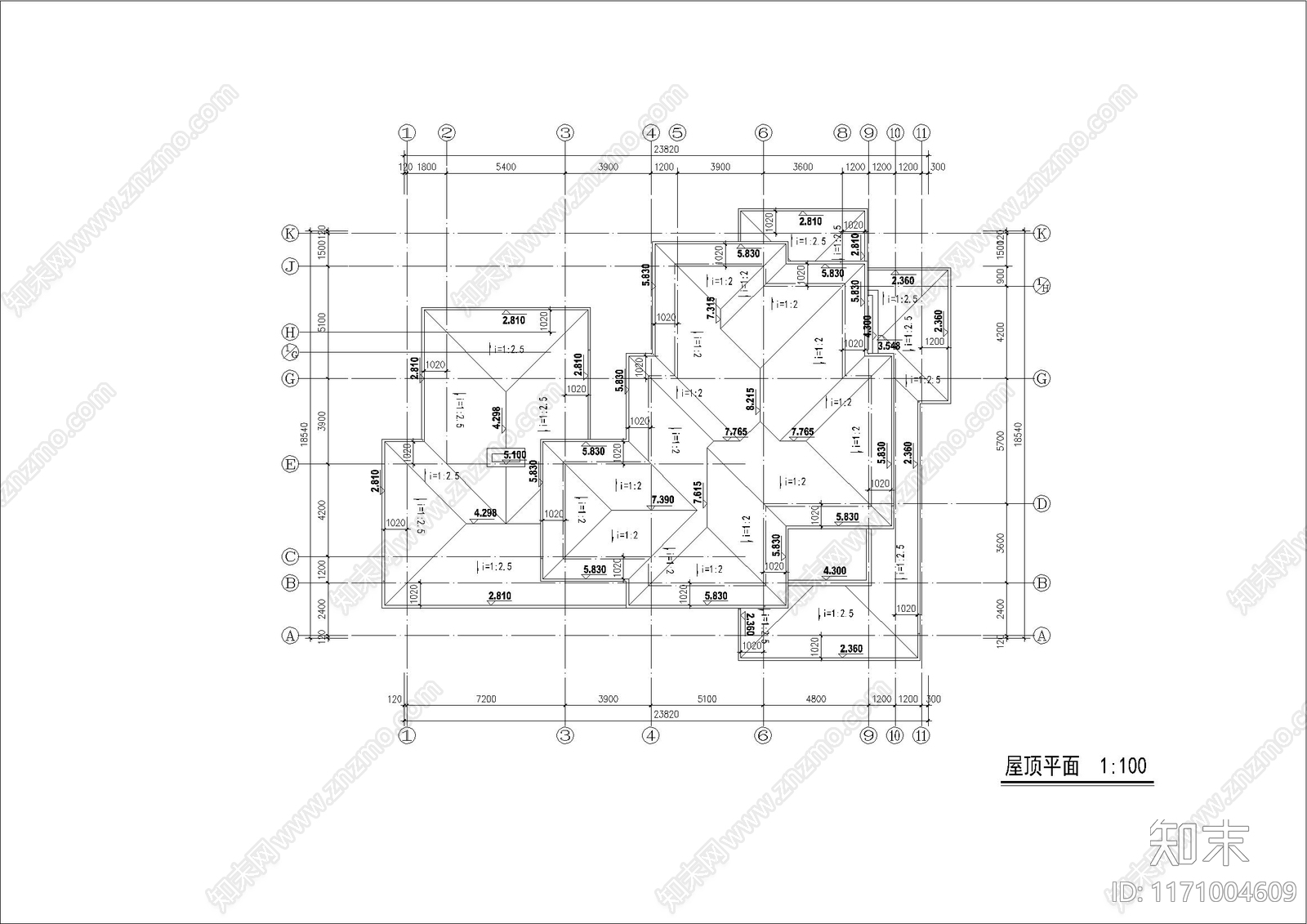 现代美式别墅建筑cad施工图下载【ID:1171004609】