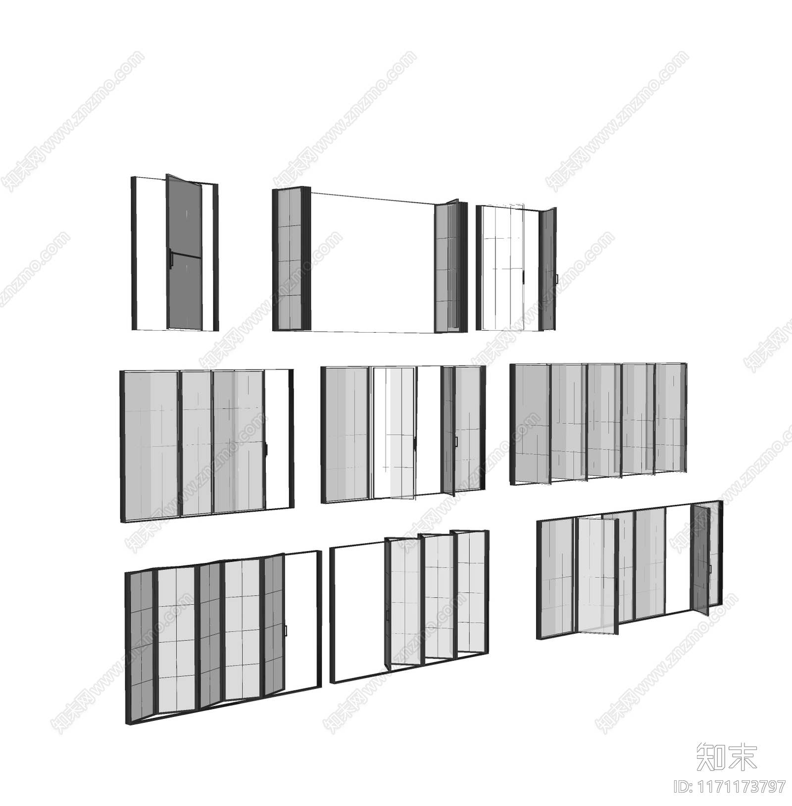 现代极简折叠门SU模型下载【ID:1171173797】
