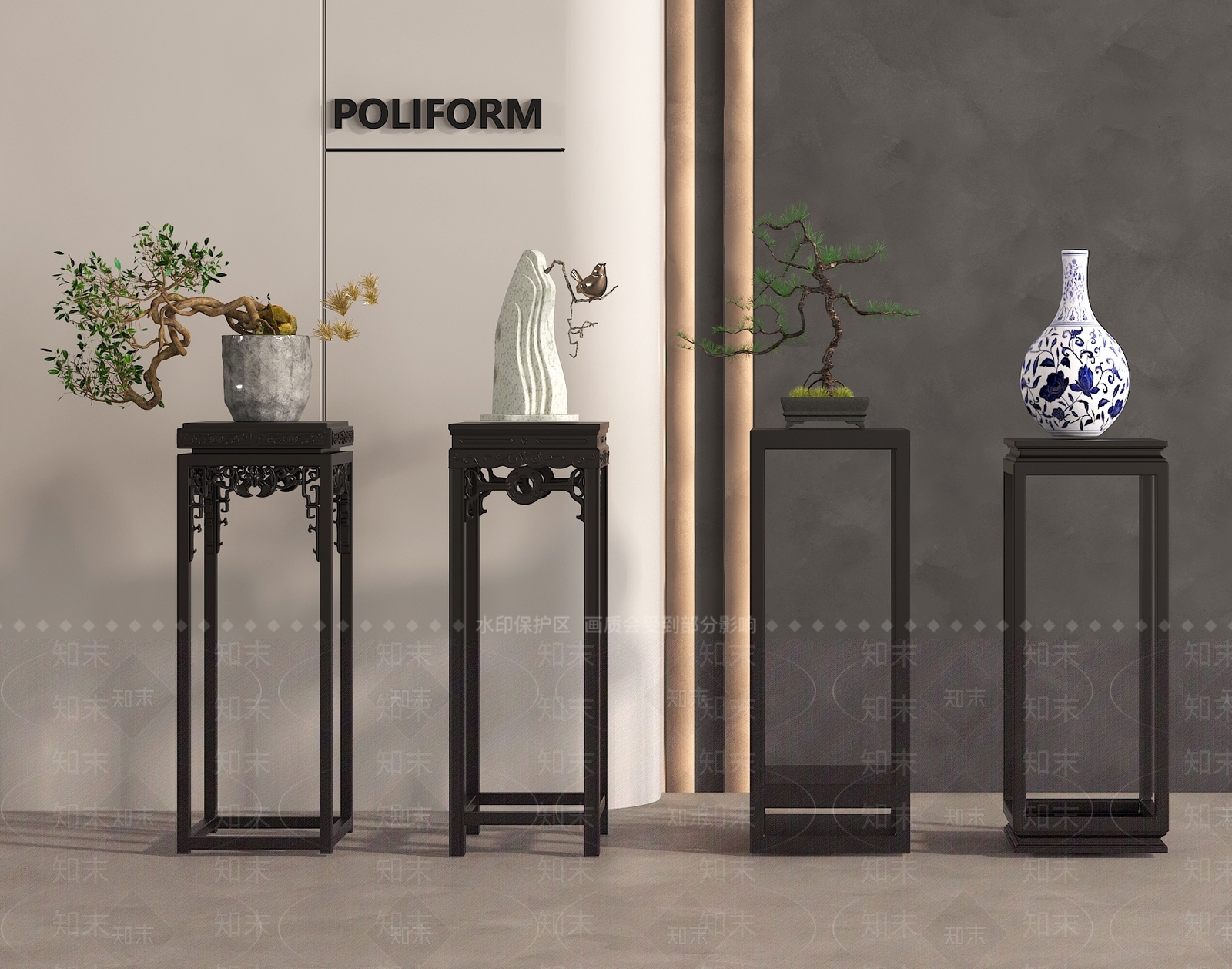 新中式其他架子3D模型下载【ID:1171007443】