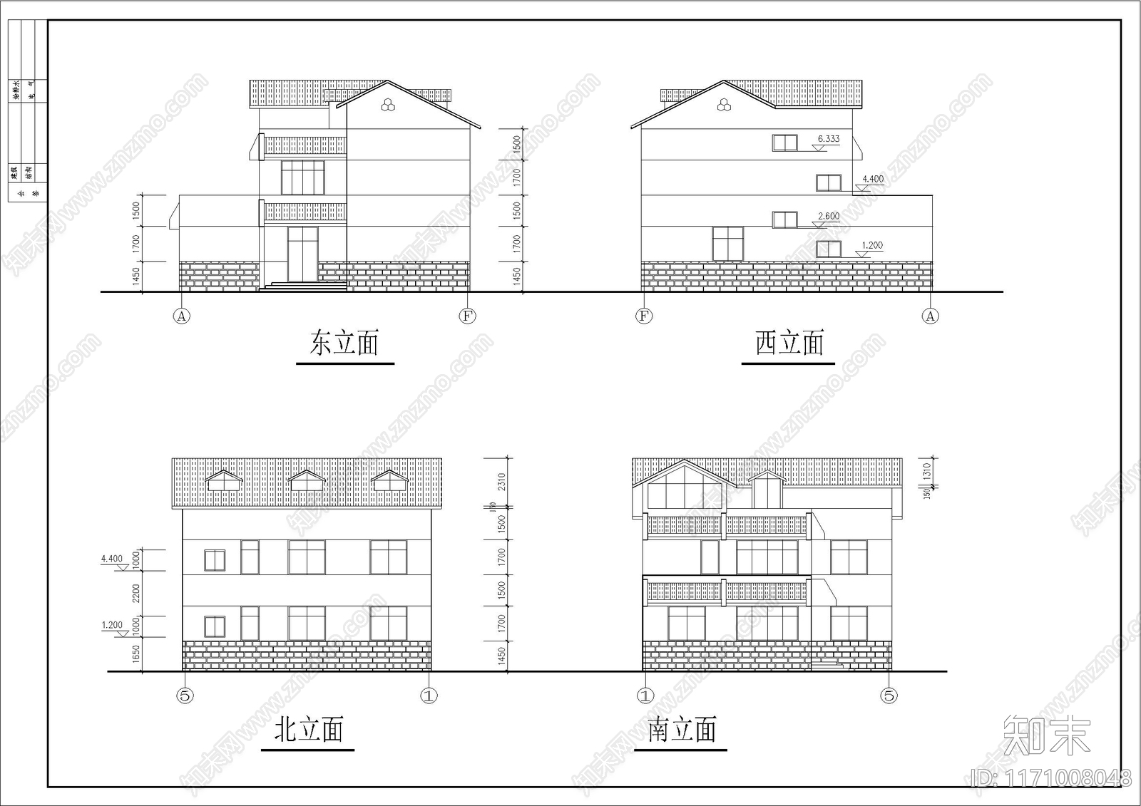 现代别墅建筑cad施工图下载【ID:1171008048】