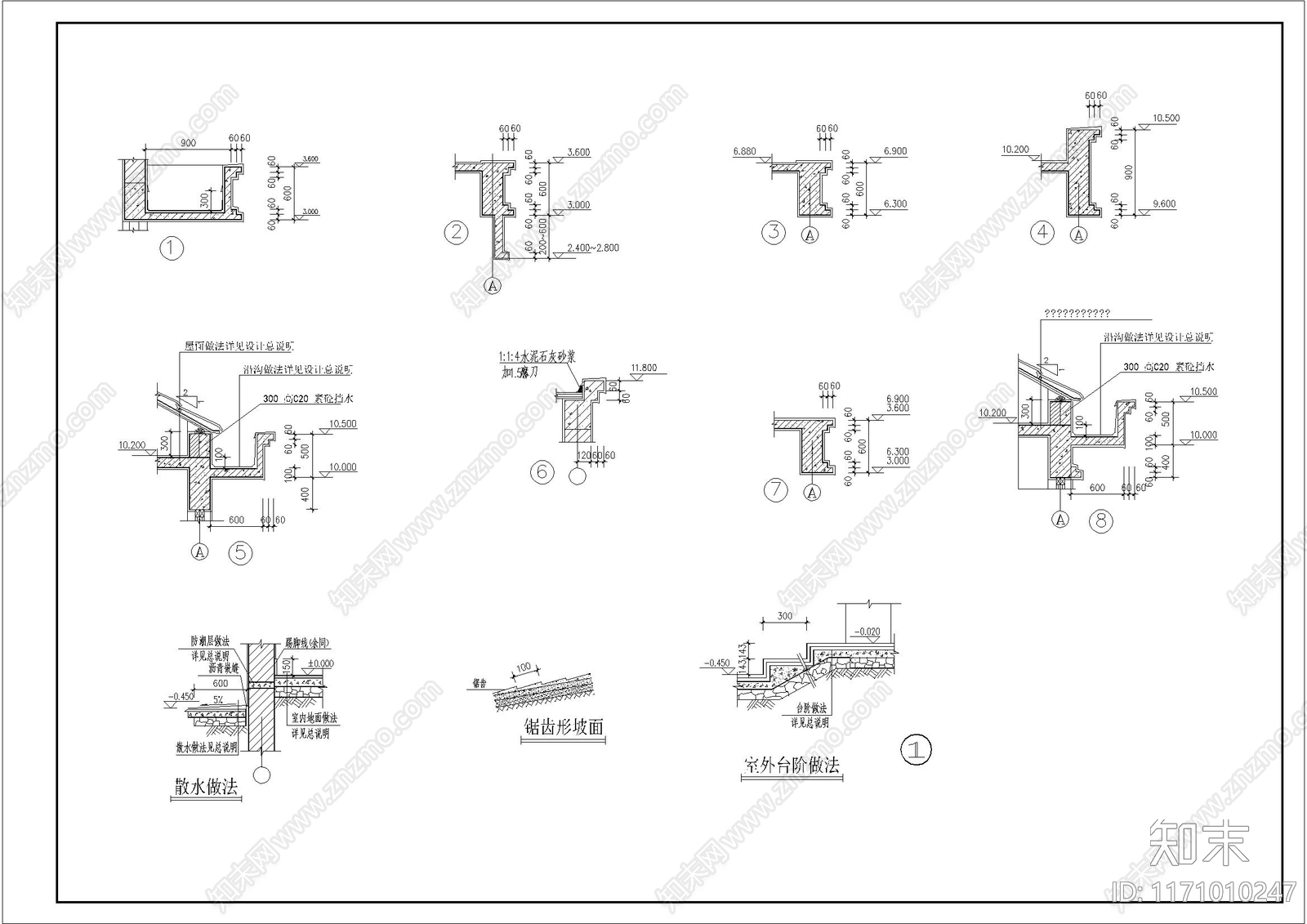 简约别墅建筑cad施工图下载【ID:1171010247】