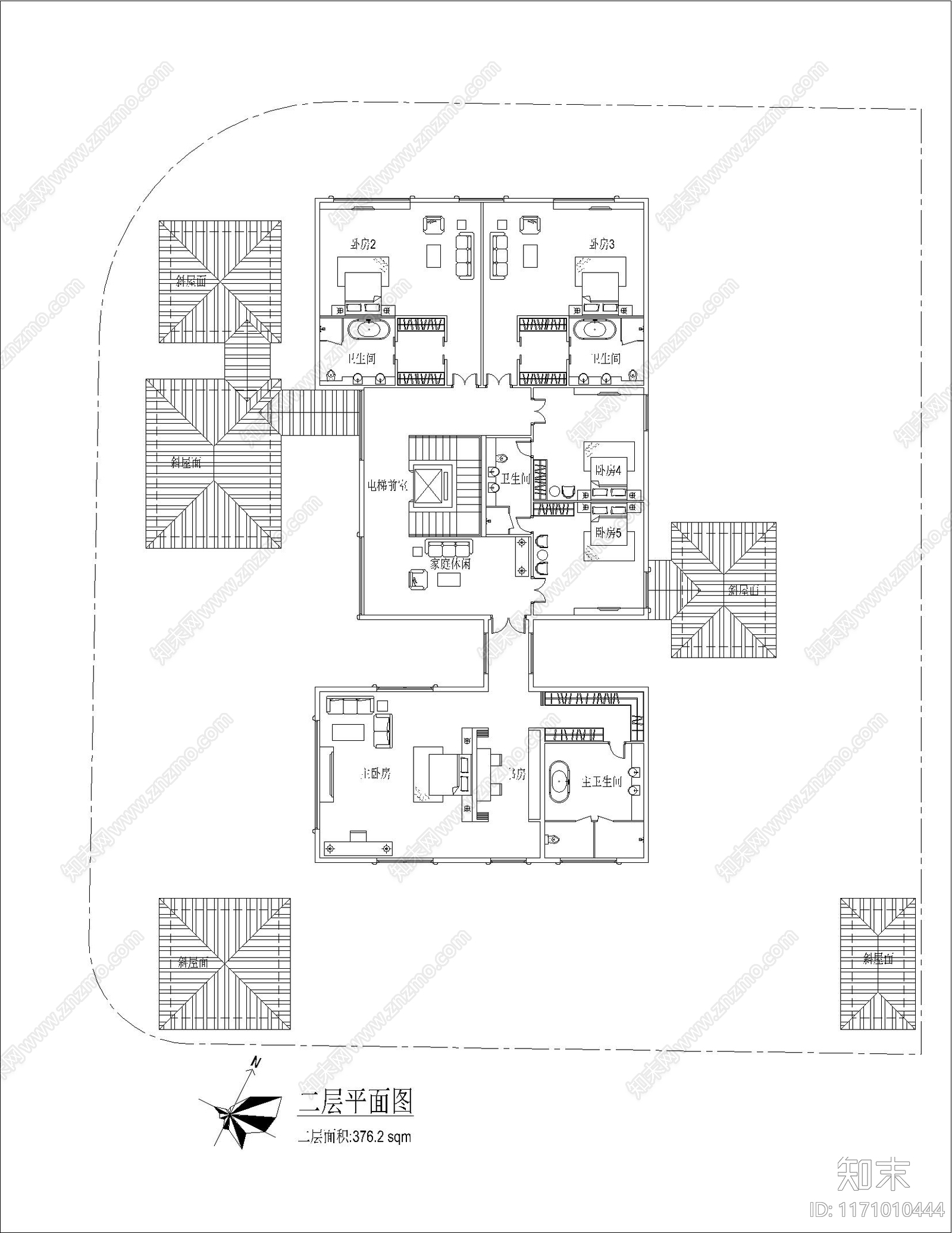 现代别墅建筑施工图下载【ID:1171010444】