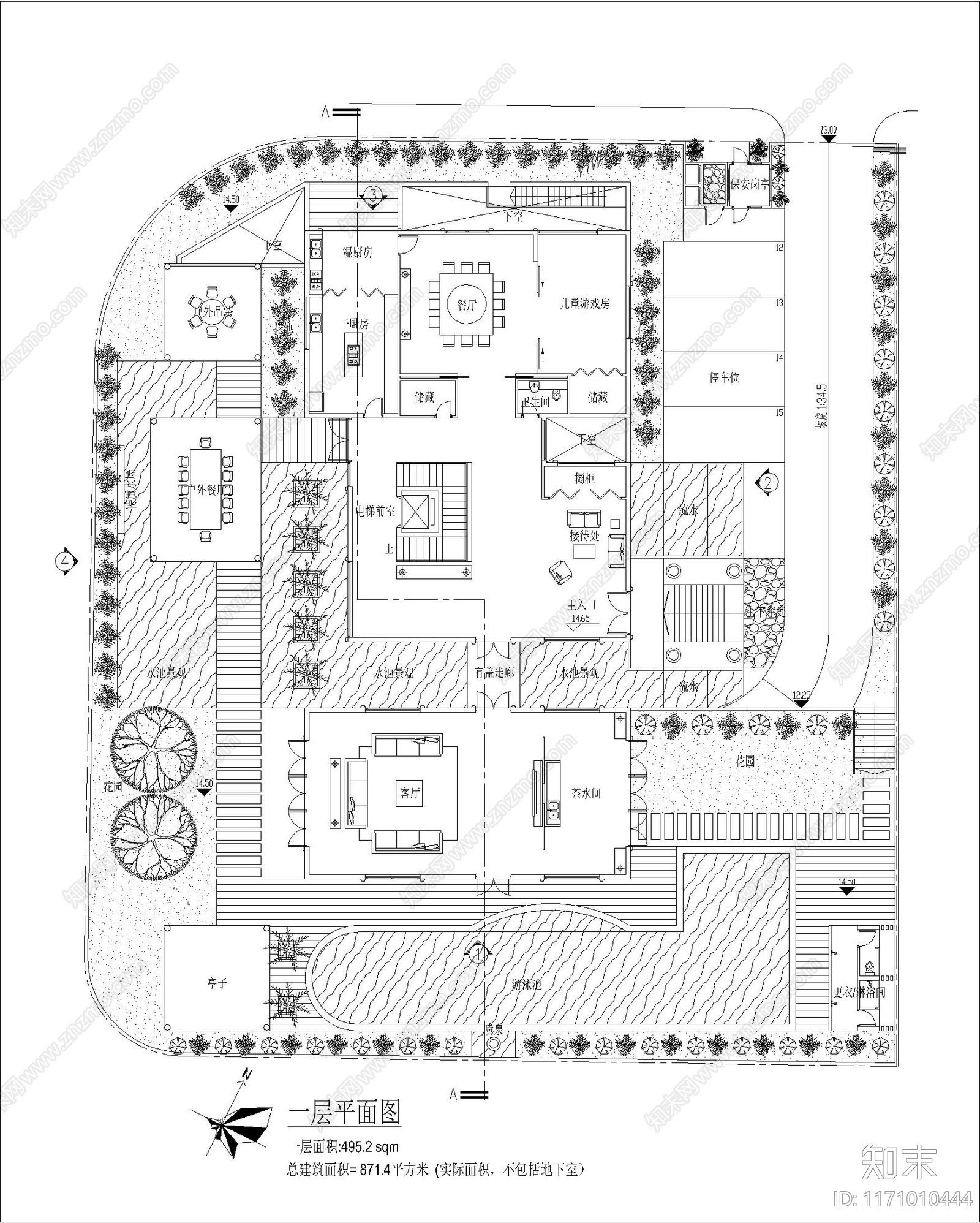 现代别墅建筑施工图下载【ID:1171010444】