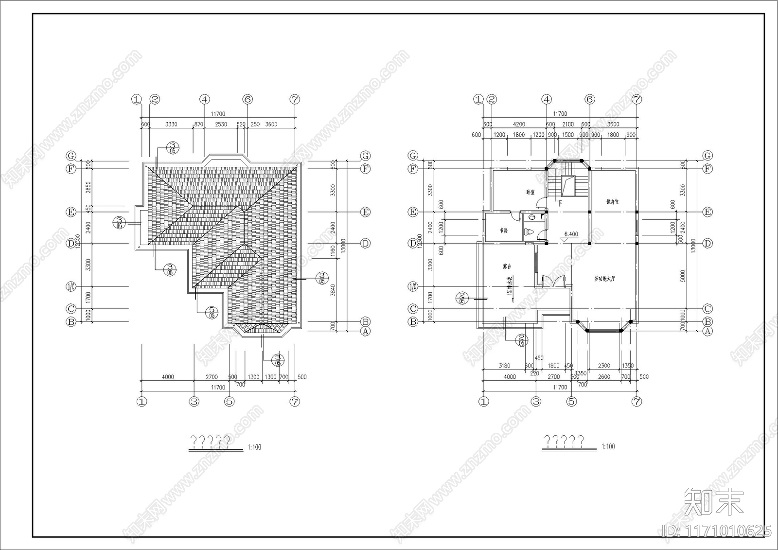 欧式简欧别墅建筑cad施工图下载【ID:1171010625】