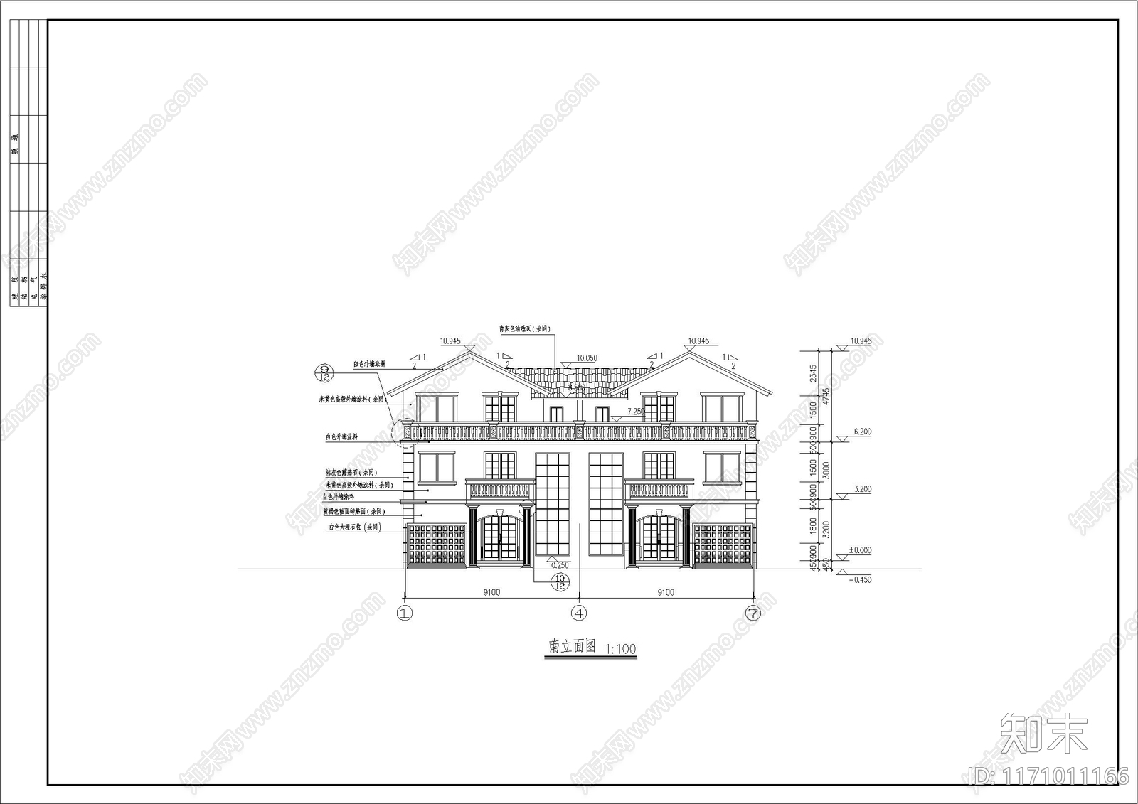 欧式简欧别墅建筑cad施工图下载【ID:1171011166】