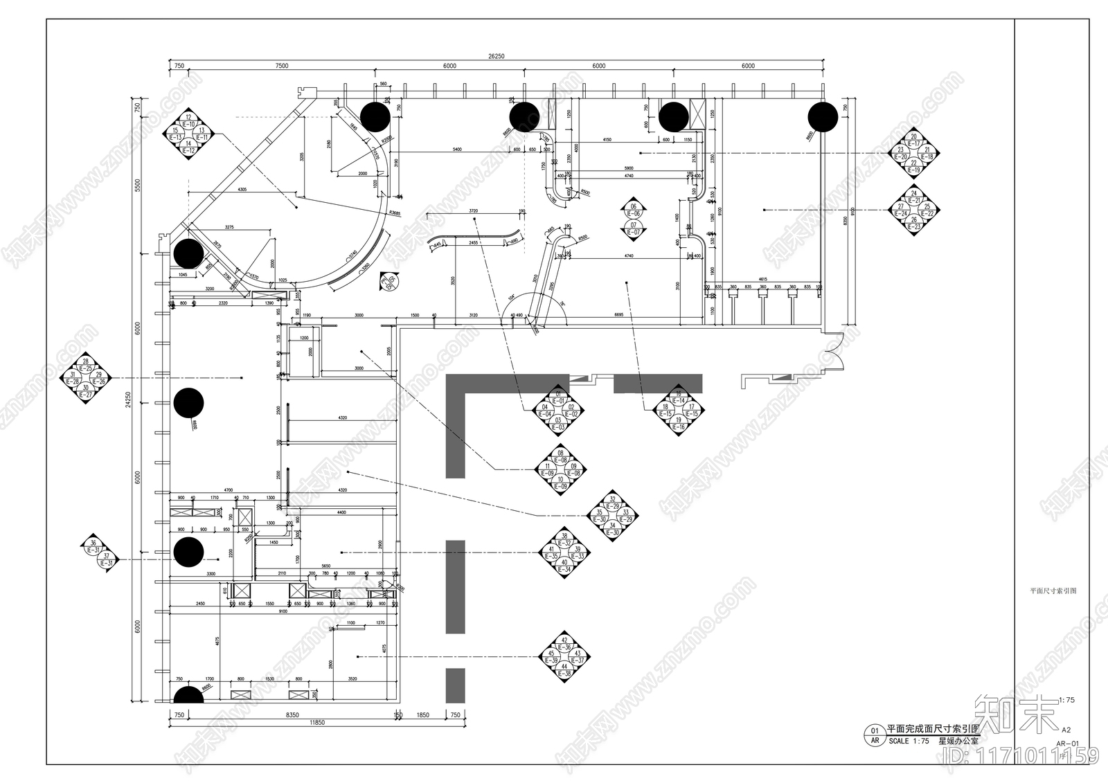 现代整体办公空间cad施工图下载【ID:1171011159】