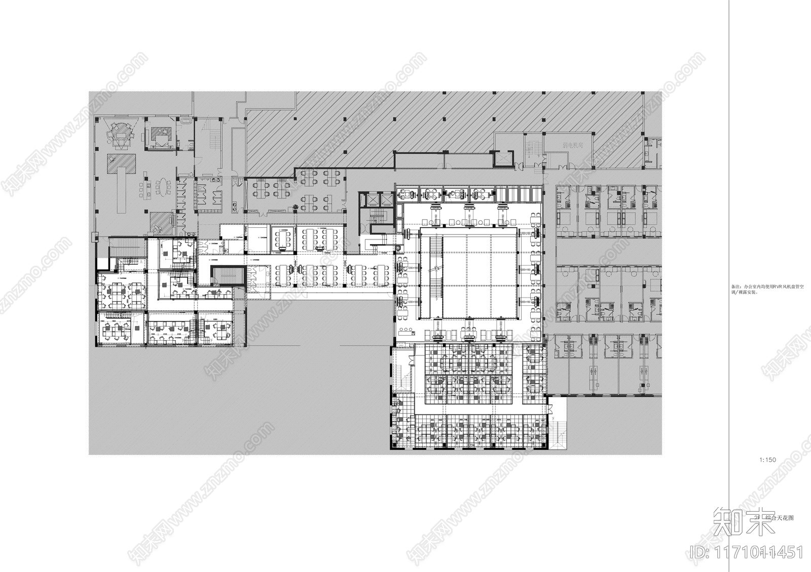 现代整体办公空间cad施工图下载【ID:1171011451】