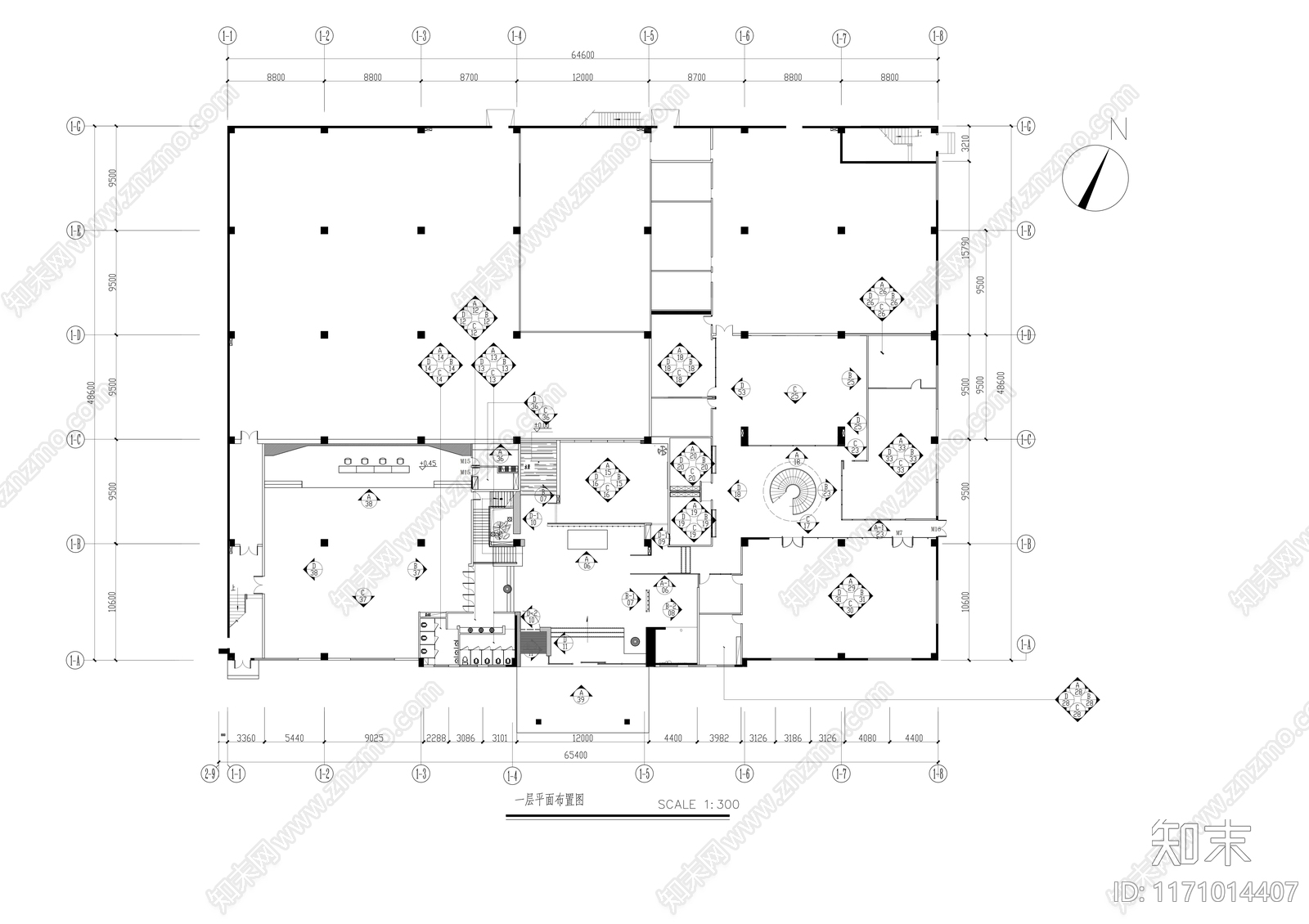 现代整体办公空间cad施工图下载【ID:1171014407】