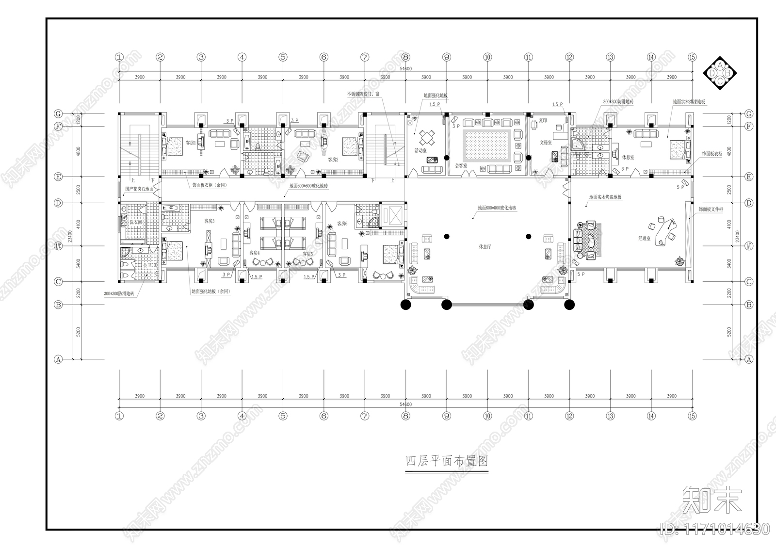 现代整体办公空间cad施工图下载【ID:1171014630】