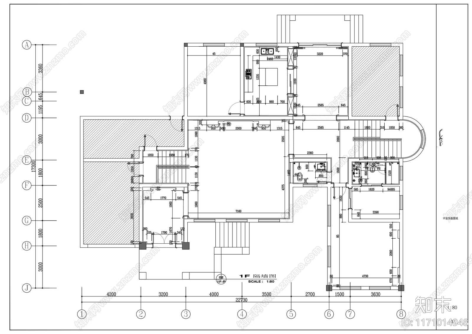 现代整体家装空间cad施工图下载【ID:1171014948】