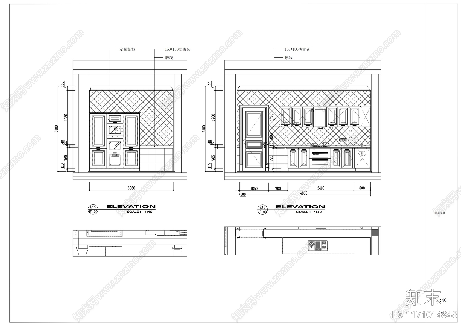 现代整体家装空间cad施工图下载【ID:1171014948】