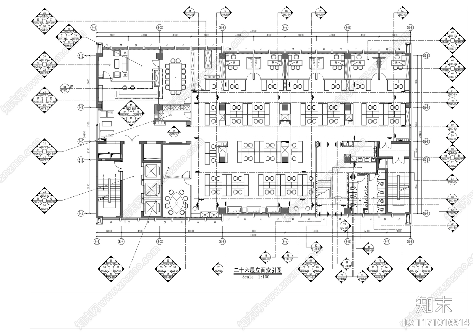 现代整体办公空间cad施工图下载【ID:1171016514】