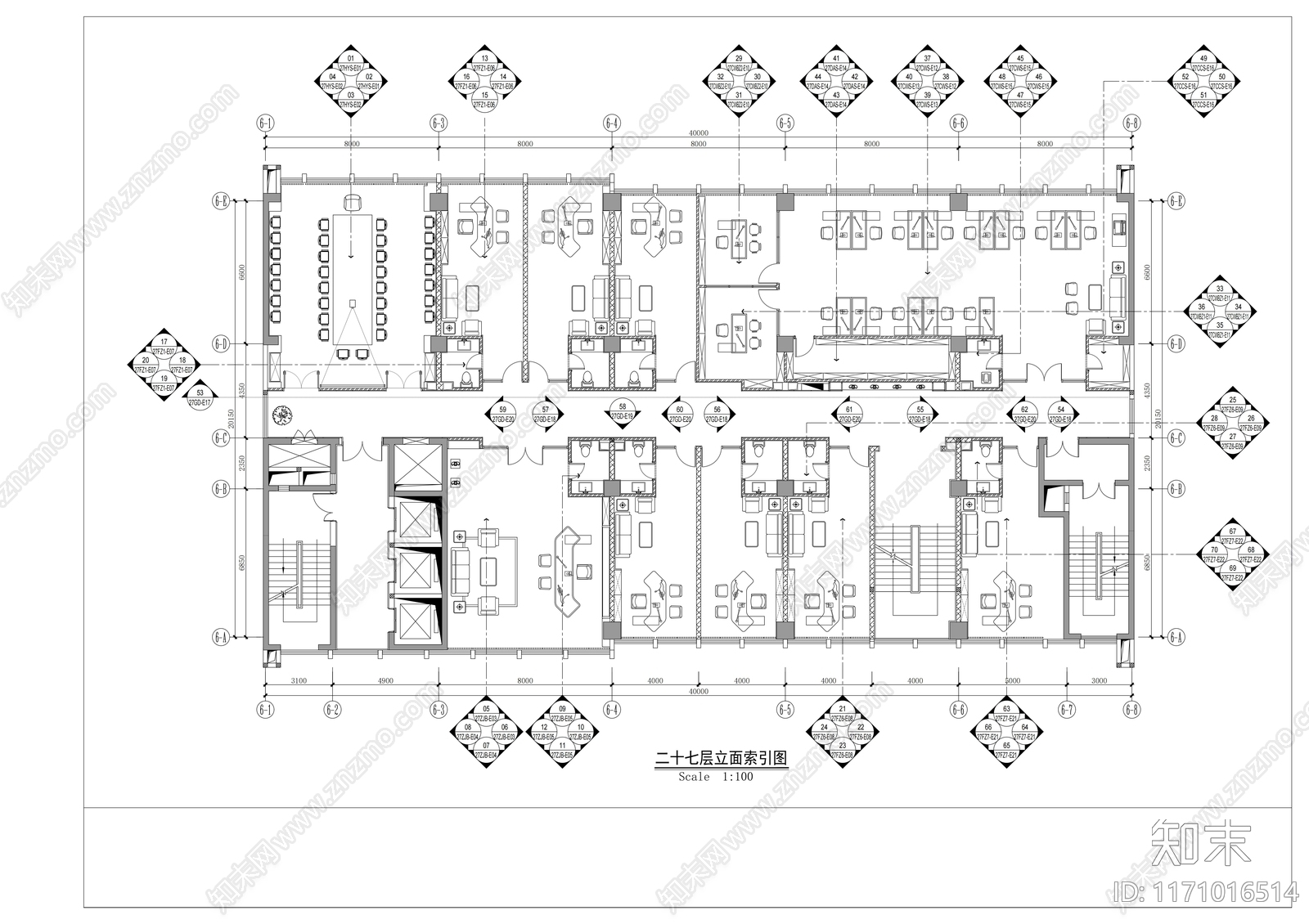 现代整体办公空间cad施工图下载【ID:1171016514】