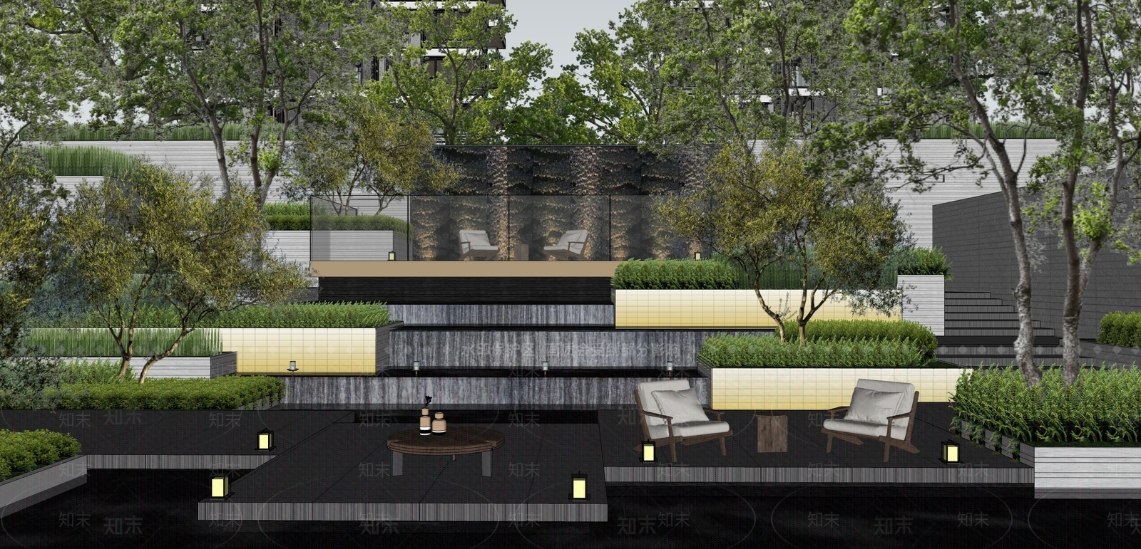 现代别墅庭院SU模型下载【ID:1171016885】