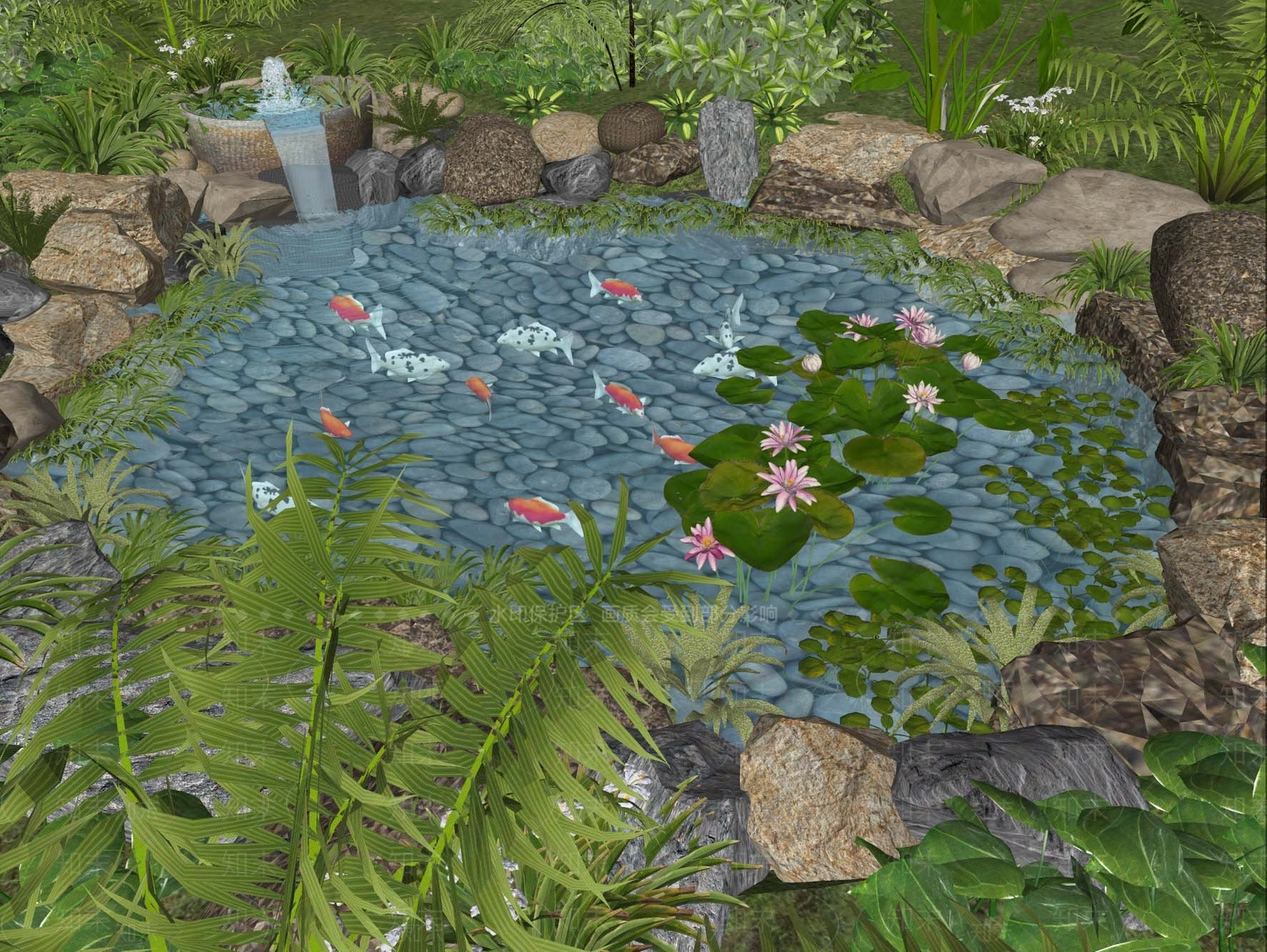 现代新中式水景SU模型下载【ID:1171021713】