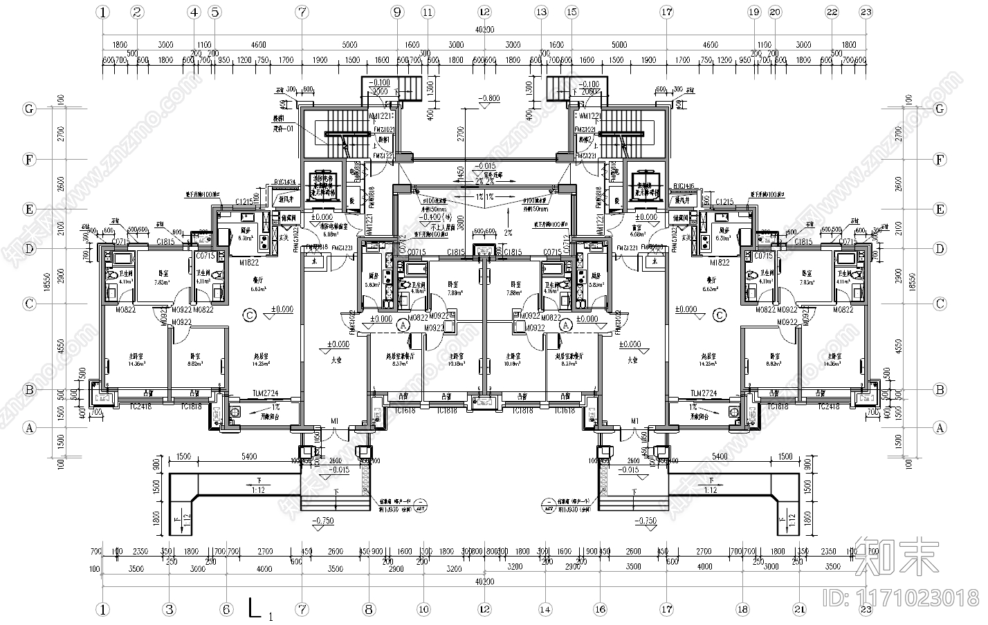 现代简约住宅楼建筑施工图下载【ID:1171023018】