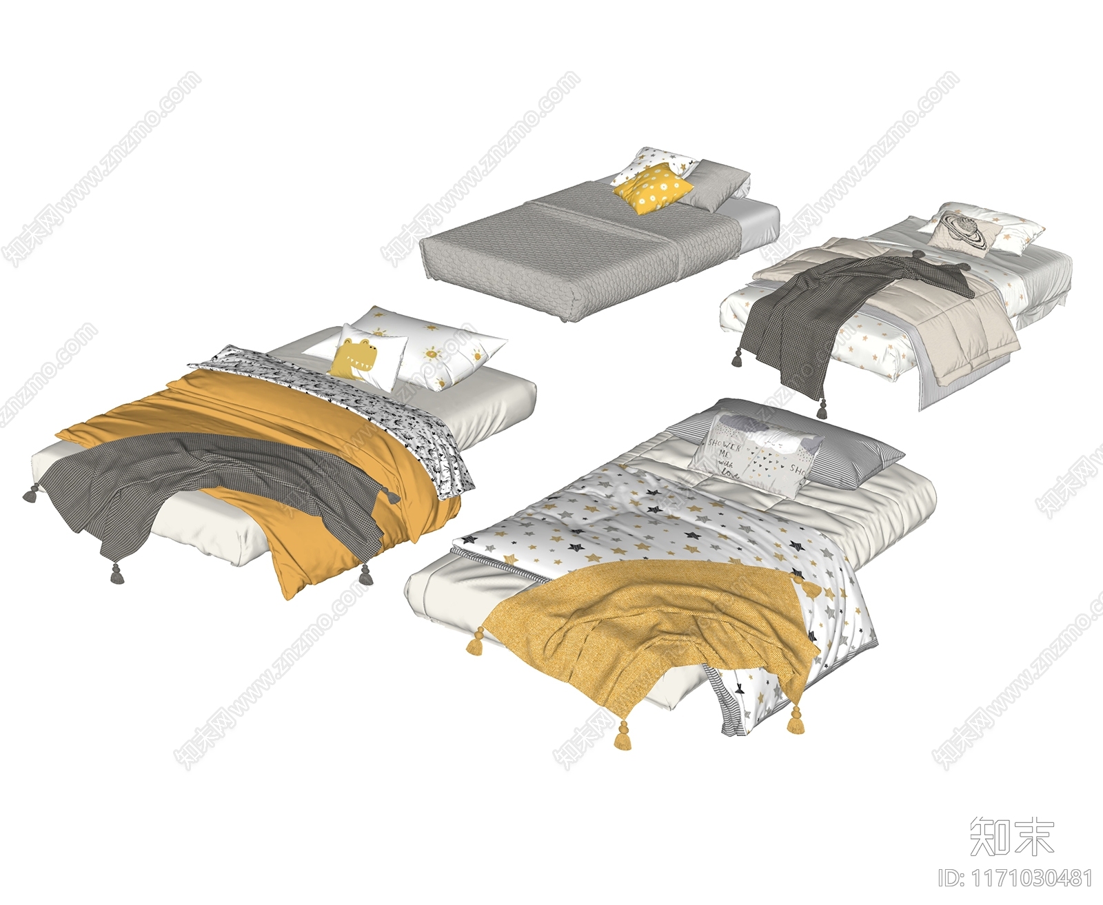 现代儿童床SU模型下载【ID:1171030481】