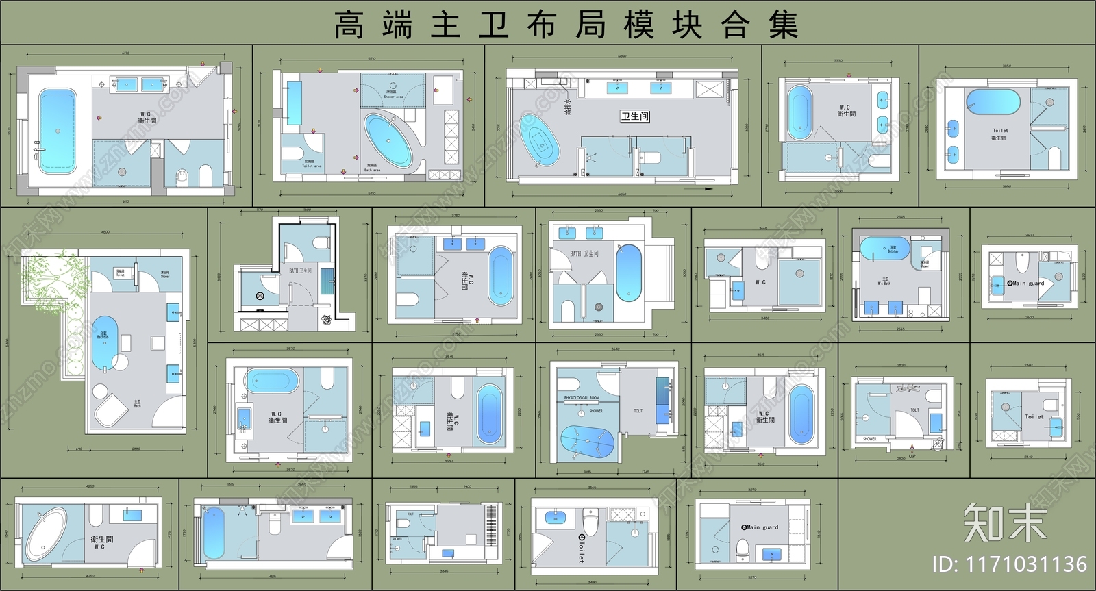 现代卫生间cad施工图下载【ID:1171031136】