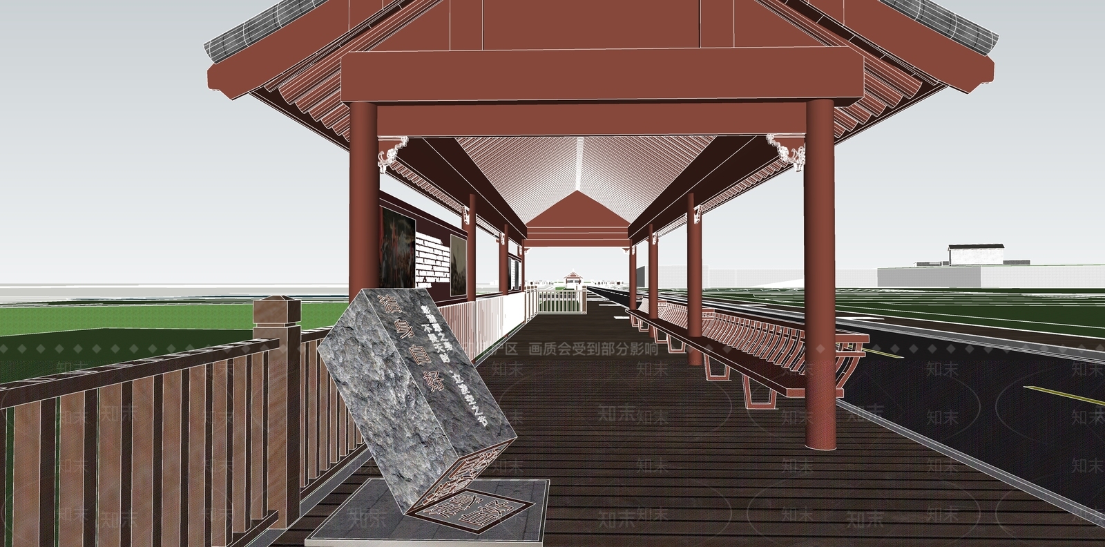 中式廊架SU模型下载【ID:1171033053】