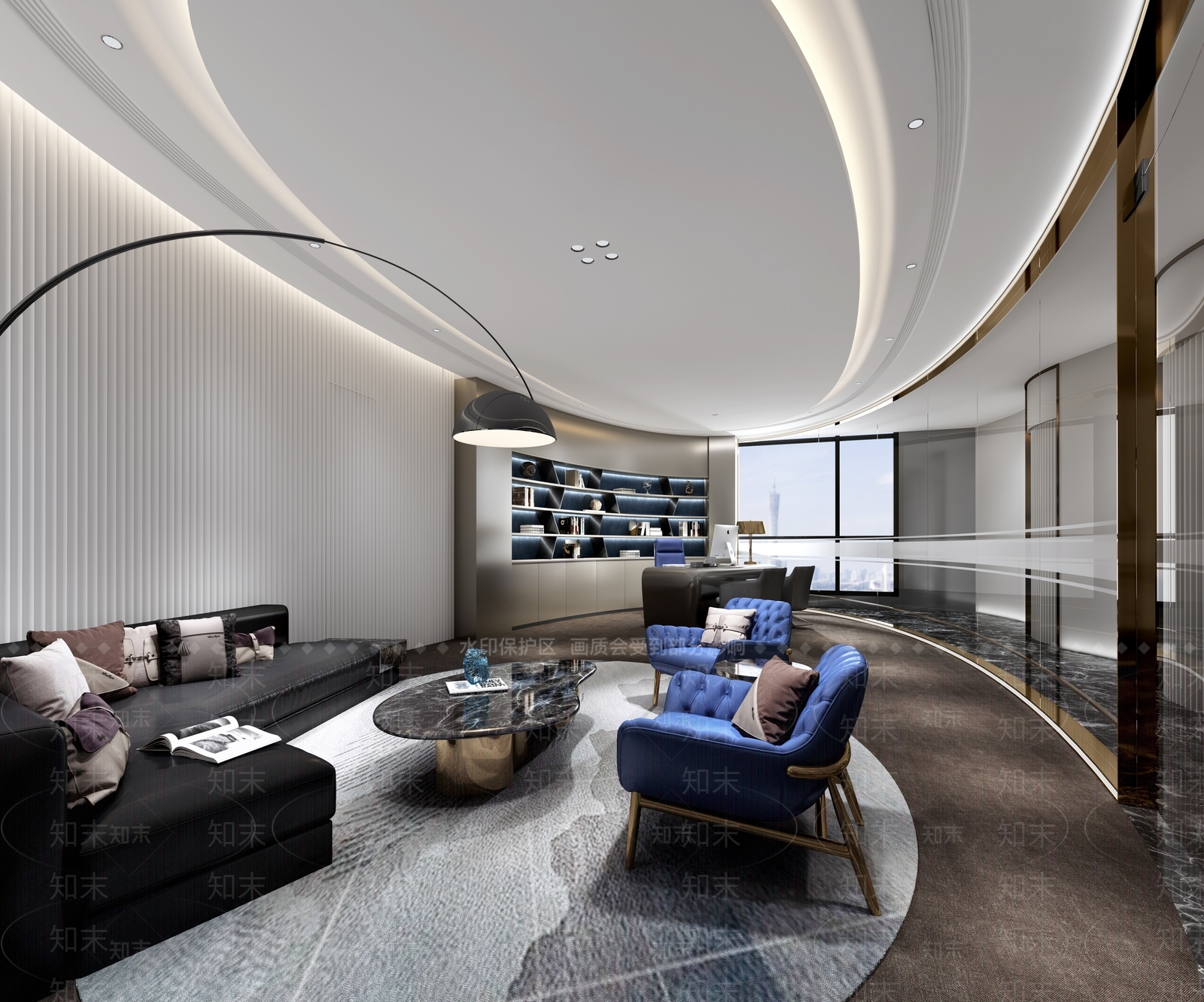 现代轻奢办公室3D模型下载【ID:1171033850】
