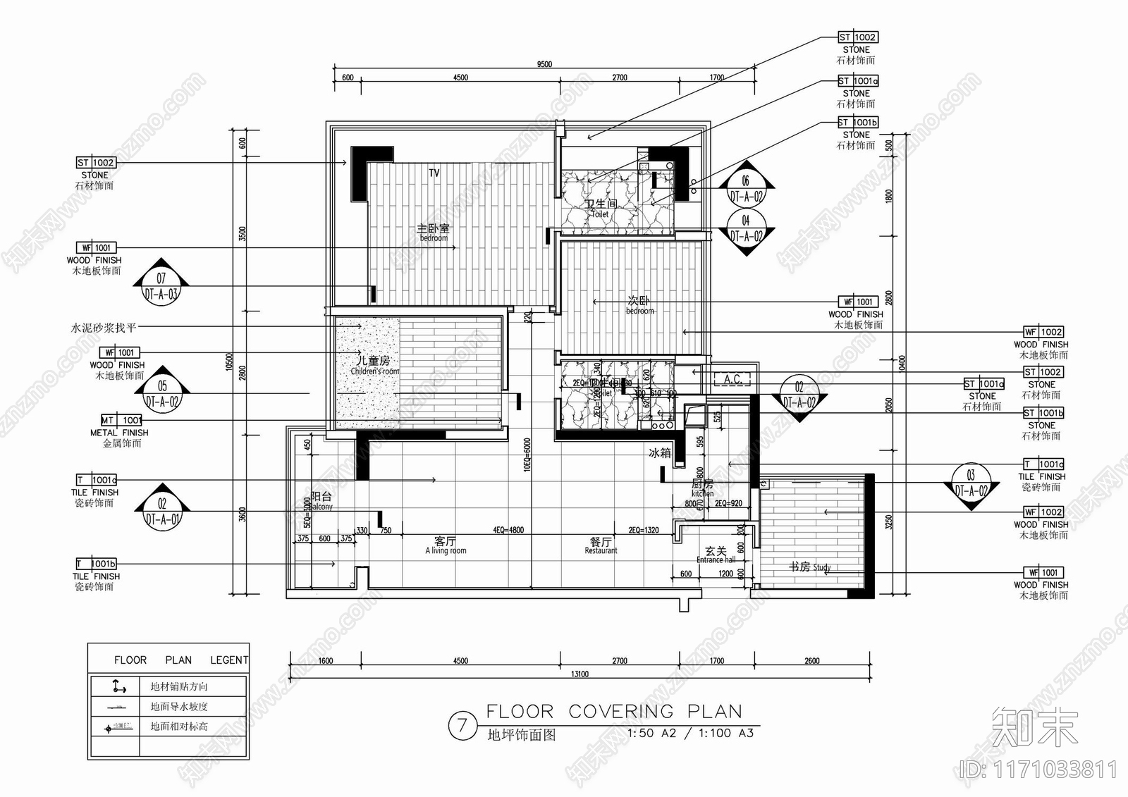 现代整体家装空间cad施工图下载【ID:1171033811】