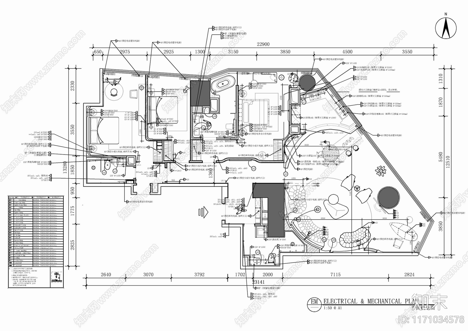 现代整体家装空间cad施工图下载【ID:1171034578】