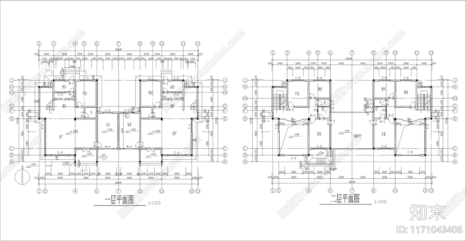 欧式简欧别墅建筑cad施工图下载【ID:1171043406】